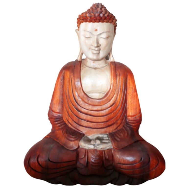 40cm Carved Buddha Statue (Hand-Carved) - Authentic, Hand-Down Position