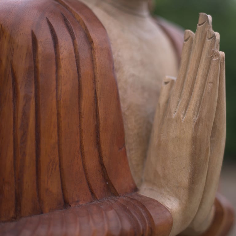 40cm Carved Buddha Statue (Hand-Carved) - Authentic, Hand-Down Position