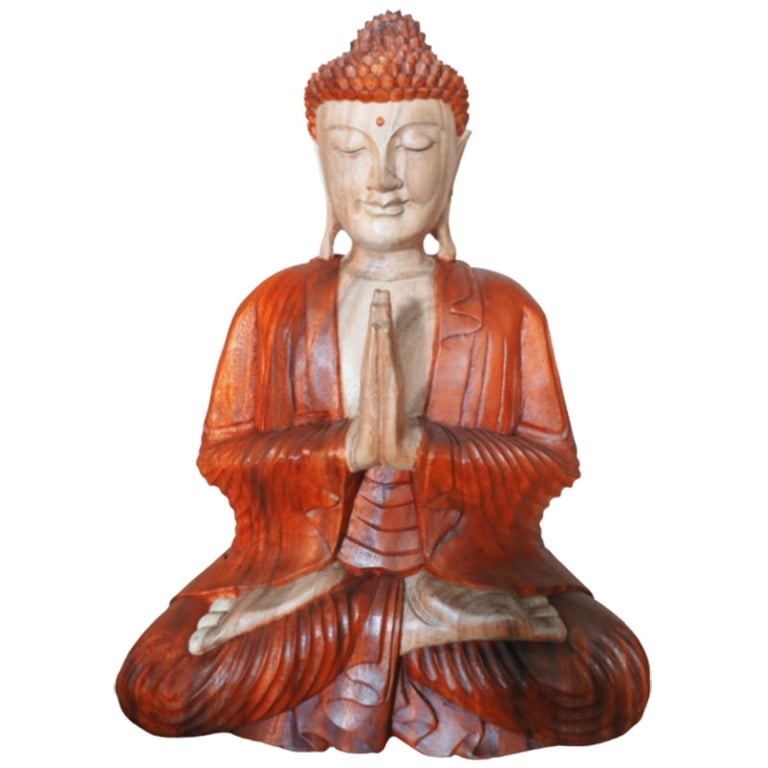 60cm Hand-Carved Buddha Statue - Artisan Crafted Welcome Figurine
