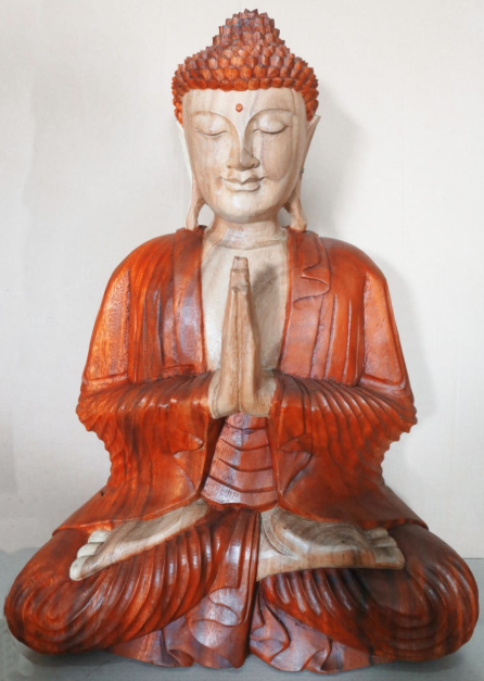 60cm Hand-Carved Buddha Statue - Artisan Crafted Welcome Figurine