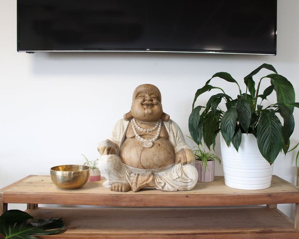 50cm Whitewash Happy Buddha Statue - Decorative Home Accessory
