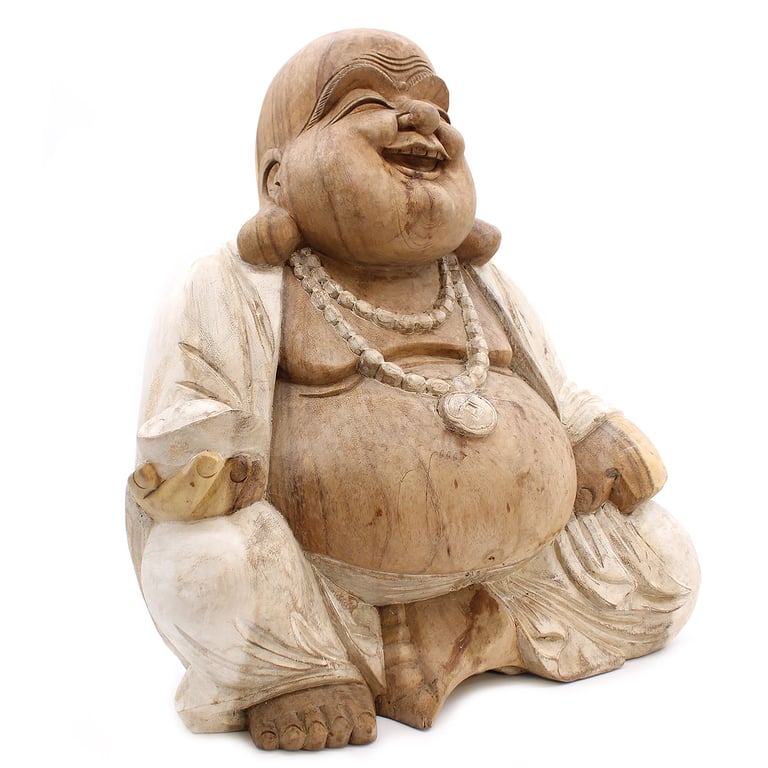 50cm Whitewash Happy Buddha Statue - Decorative Home Accessory