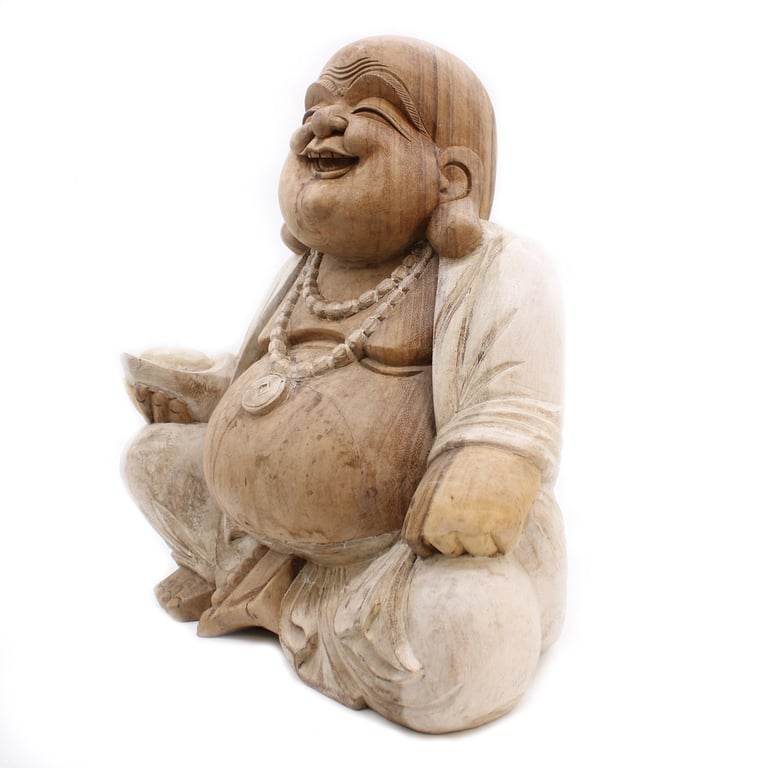 50cm Whitewash Happy Buddha Statue - Decorative Home Accessory