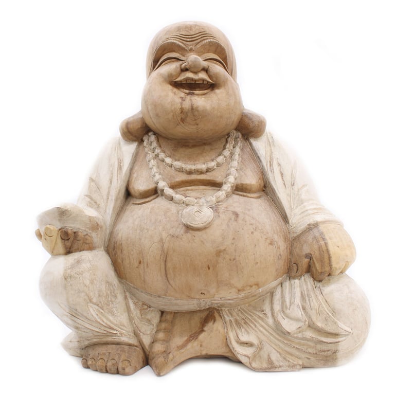 50cm Whitewash Happy Buddha Statue - Decorative Home Accessory