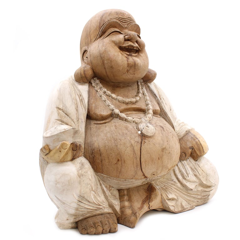 50cm Whitewash Happy Buddha Statue - Decorative Home Accessory