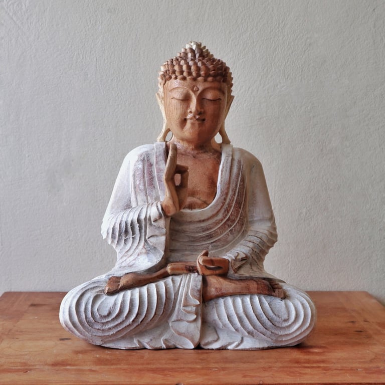 30cm Whitewash Buddha Statue (Teaching Transmission)