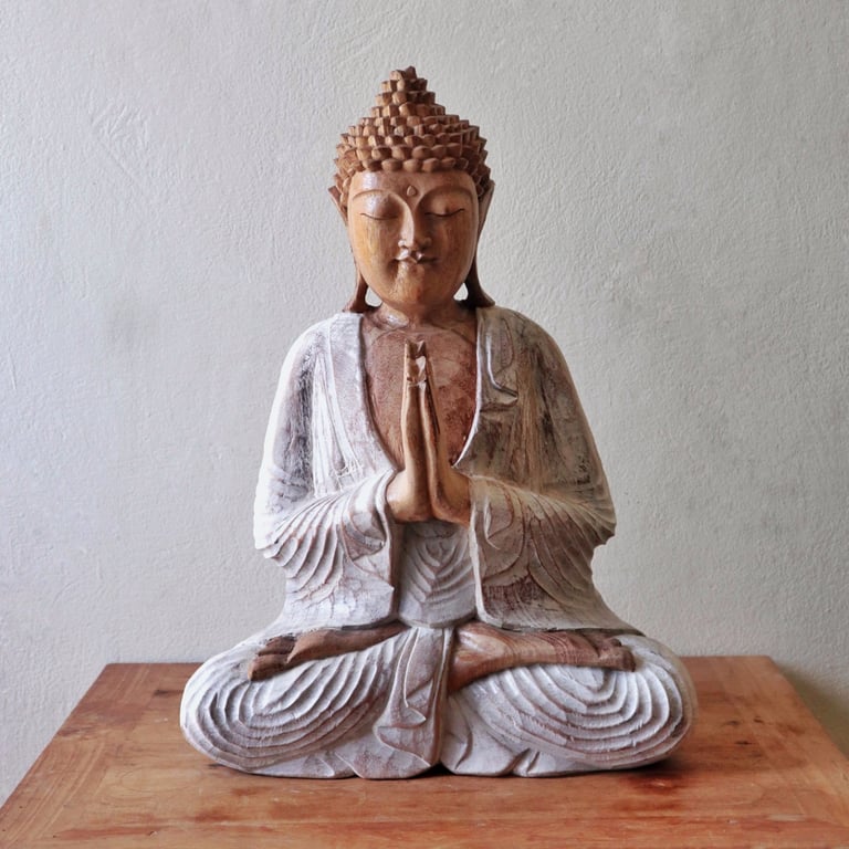 40cm Whitewash Buddha Statue - Decorative Artwork by Brand/Model