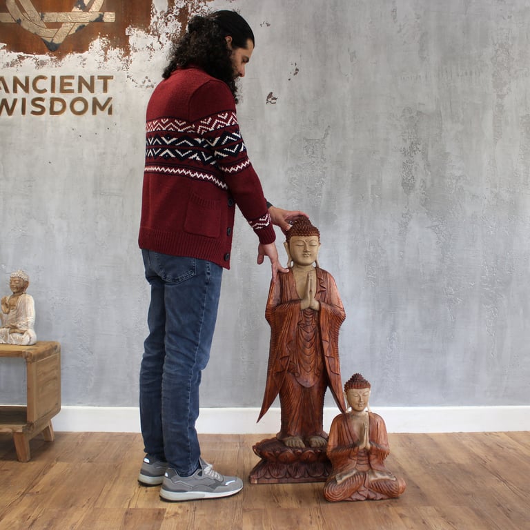 1m Whitewash Standing Buddha Statue - Premium Quality, Warm Welcome