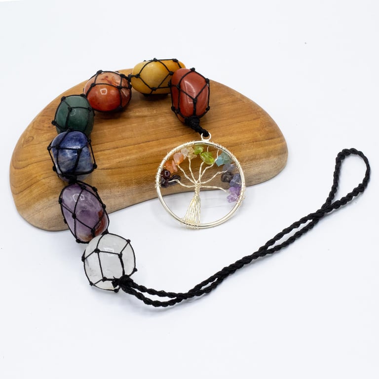 Tree of Life Chakra Balancing Hanging Stone Pendant for Spiritual Energy Healing