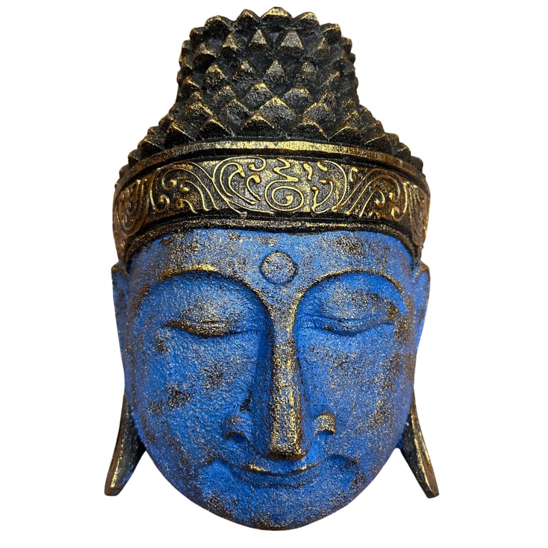 25cm Blue Shine Finish Decorative Buddha Head - Home Decor