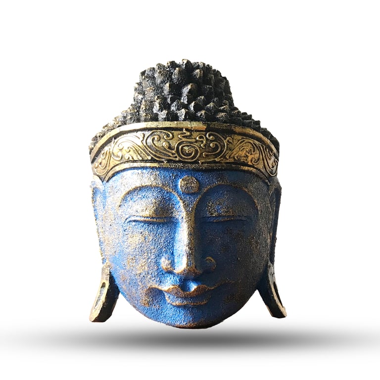 25cm Blue Shine Finish Decorative Buddha Head - Home Decor