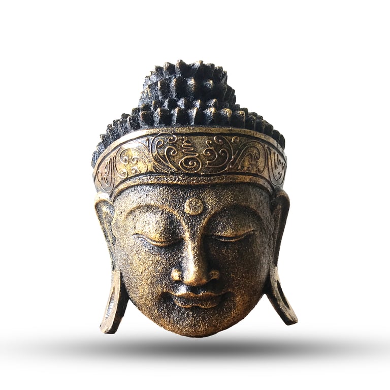 25cm Gold Shine Finish Buddha Head Decor (Home)