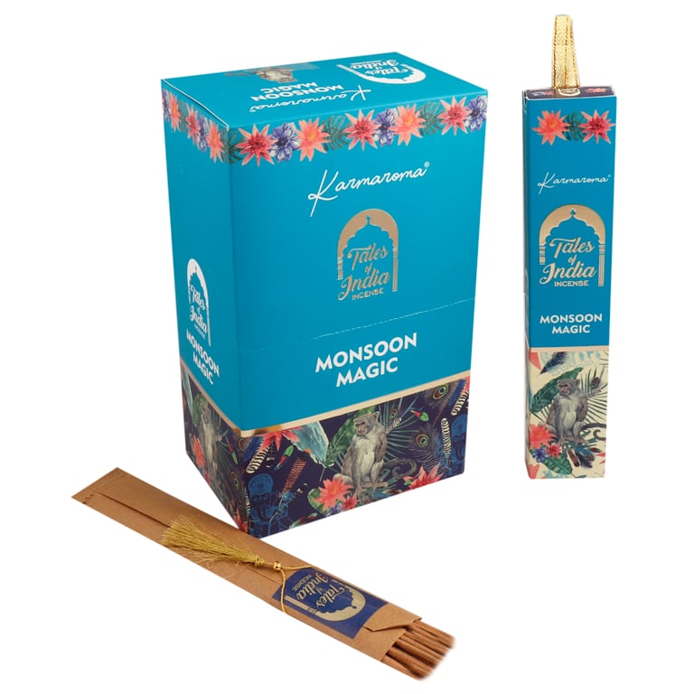 Tales of India Incense - Moonsoon Magic: Natural Mosquito Repellent & Aromatherapy Candle for Home Fragrance