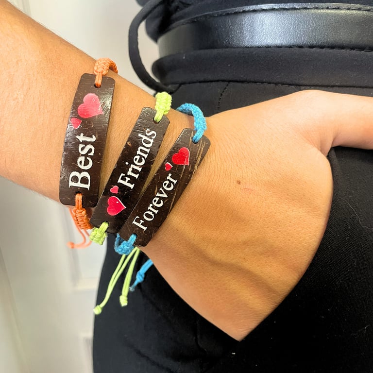 Handmade Artisanal Friendship Bracelets - Coconut Print Friends Custom Beach Themed Accessory