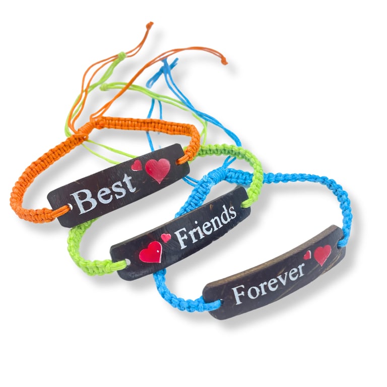 Handmade Artisanal Friendship Bracelets - Coconut Print Friends Custom Beach Themed Accessory