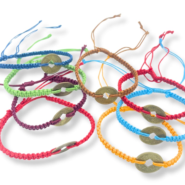 Handmade Lucky Friends Feng Shui Coin Friendship Bracelet - Custom Charm Design