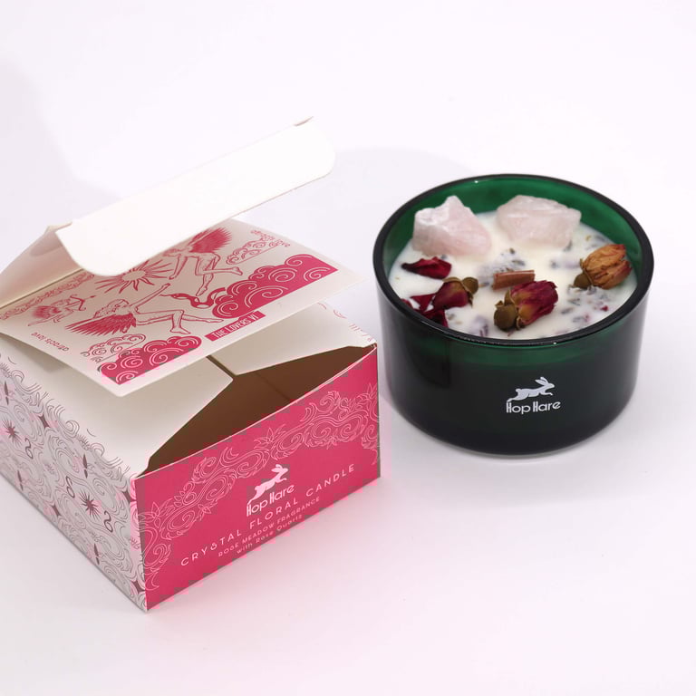 Hop Hare Crystal Magic Flower Candle - The Lovers, Attract Love and Harmony