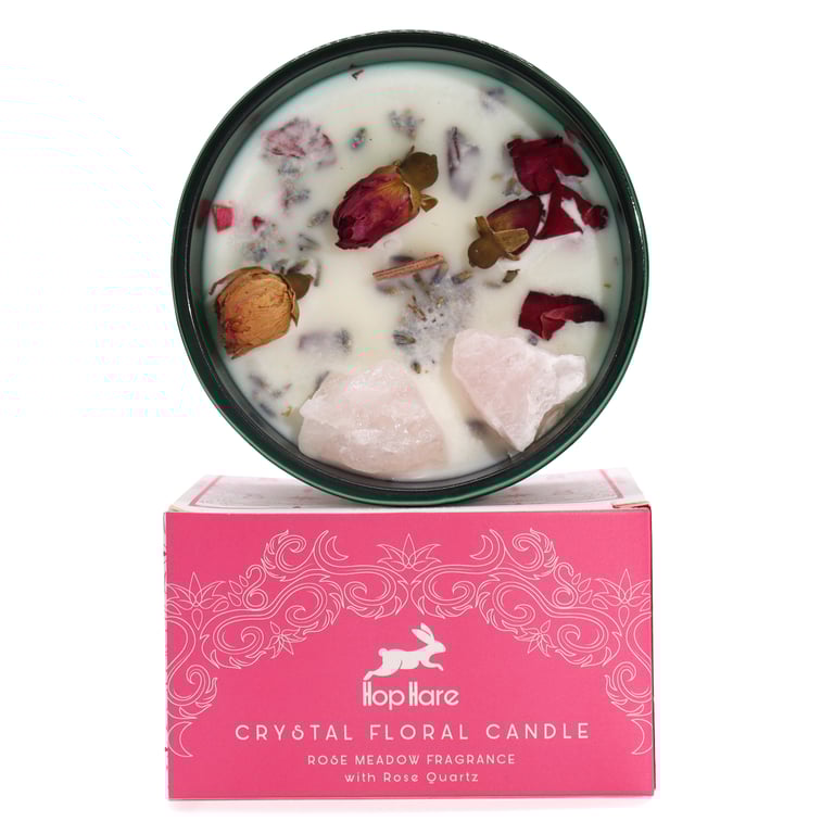 Hop Hare Crystal Magic Flower Candle - The Lovers, Attract Love and Harmony