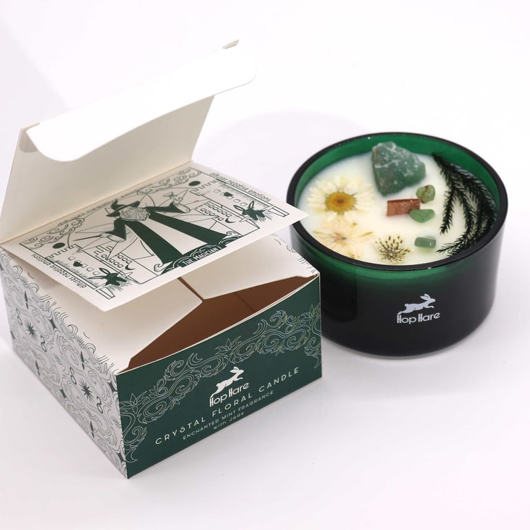 Hop Hare Crystal Magic Flower Candle - The Magician, Enchanted Ambiance with Vibrational Energy