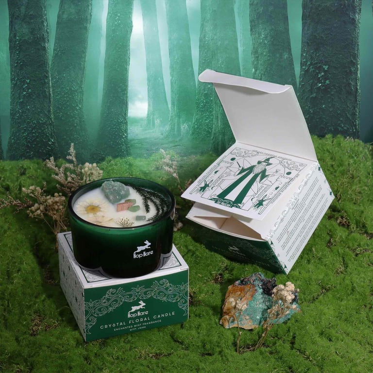 Hop Hare Crystal Magic Flower Candle - The Magician, Enchanted Ambiance with Vibrational Energy