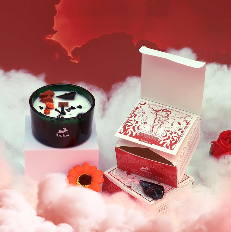 Hop Hare Crystal Magic Flower Candle - The Devil: Witchcraft and Fantasy Aromatherapy Candle