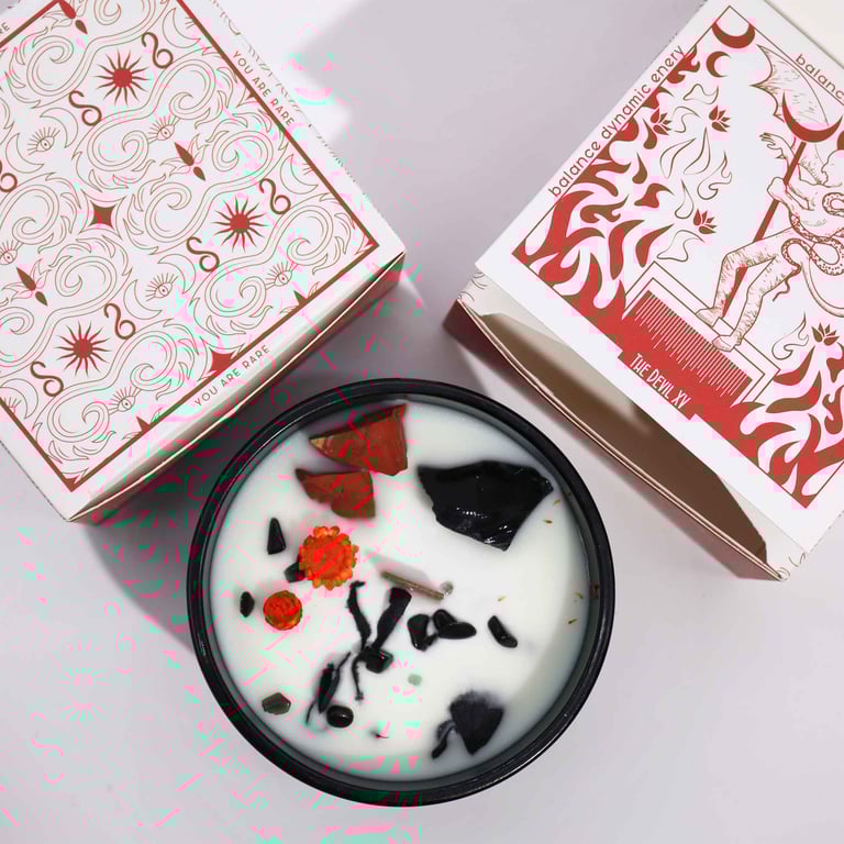 Hop Hare Crystal Magic Flower Candle - The Devil: Witchcraft and Fantasy Aromatherapy Candle