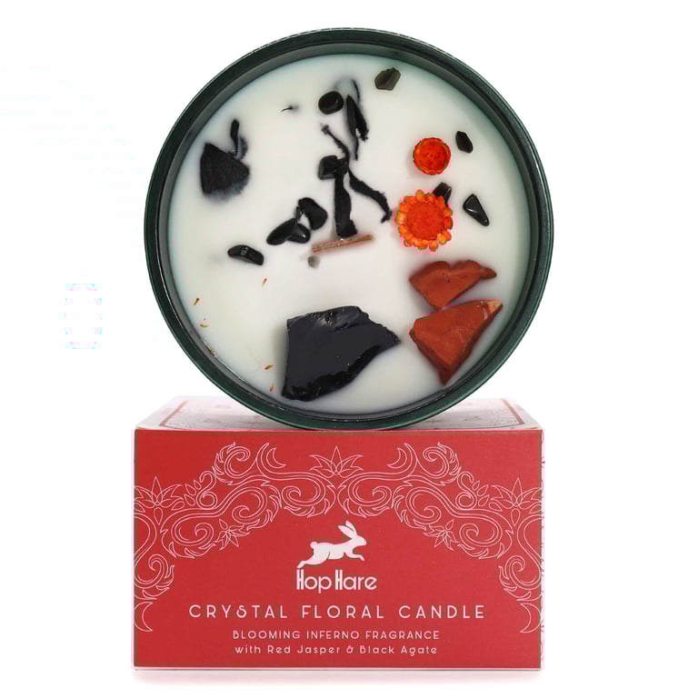 Hop Hare Crystal Magic Flower Candle - The Devil: Witchcraft and Fantasy Aromatherapy Candle