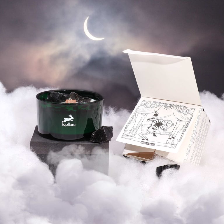 Hop Hare Crystal Magic Flower Candle - Knight of Swords Energy & Protection Decoration