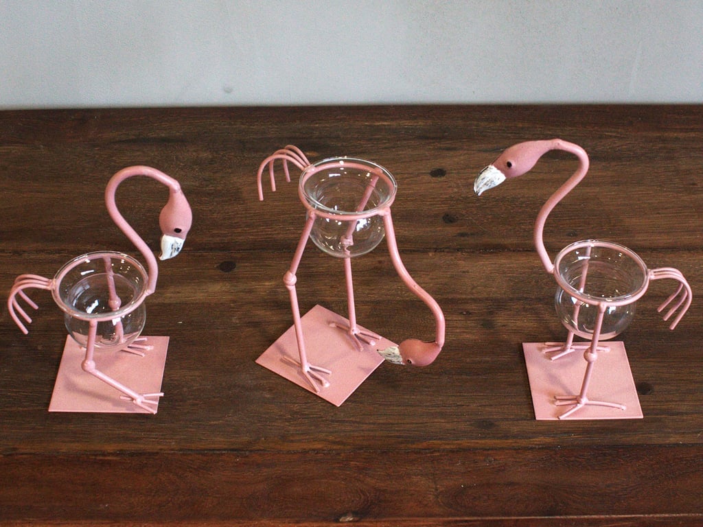 Hydroponic Pink Metal Flamingo Décor - Decorative & Functional, by Des 1
