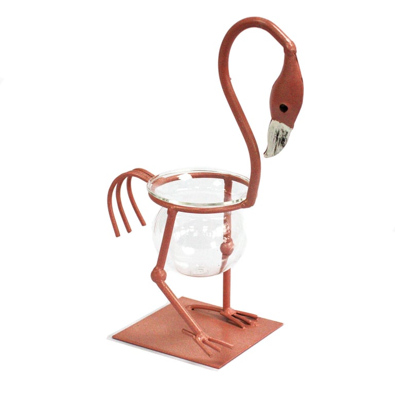 Hydroponic Pink Metal Flamingo Décor - Decorative & Functional, by Des 1