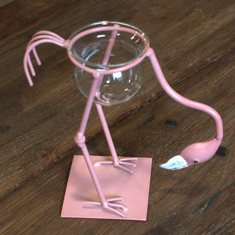 Hydroponic Decorative Flamingo - Pink Metal Design 3 (BrandName)