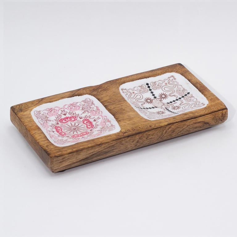 Hop Hare Enameled Double Trinket Tray - Cupid & Lion Enamel Metal Decorative Giftware Set