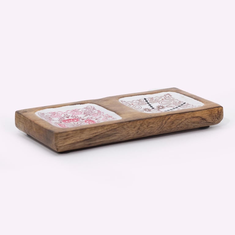 Hop Hare Enameled Double Trinket Tray - Cupid & Lion Enamel Metal Decorative Giftware Set