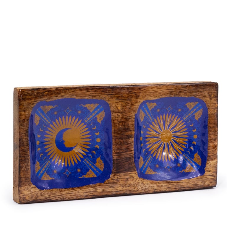 Hop Hare Enameled Double Trinket Tray - Sun & Moon Enamelware Tray