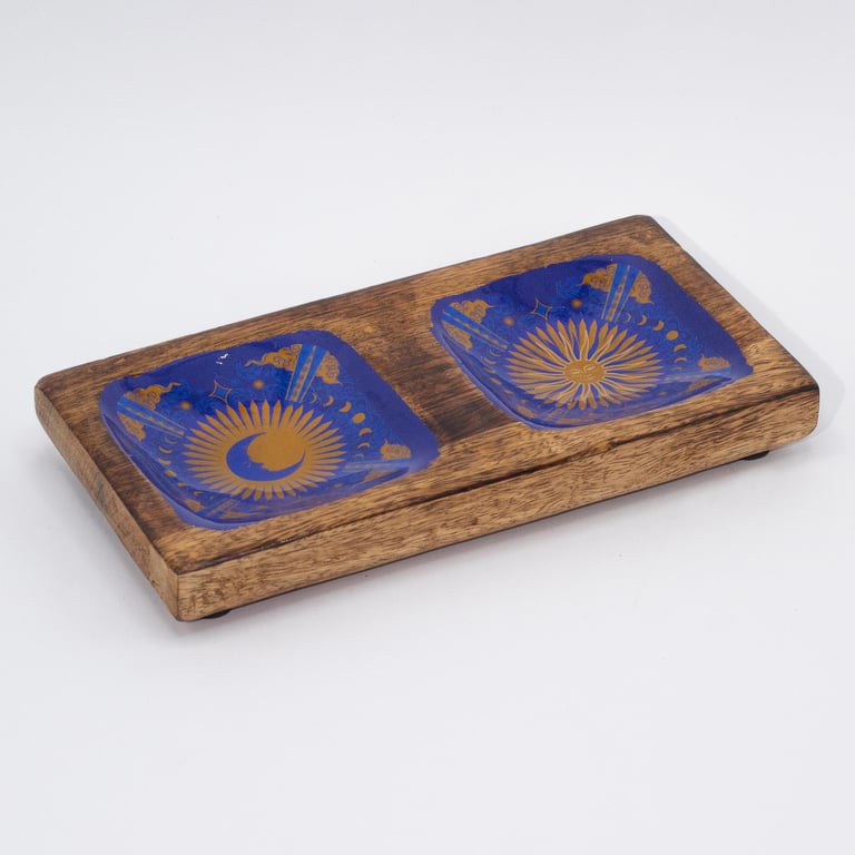 Hop Hare Enameled Double Trinket Tray - Sun & Moon Enamelware Tray
