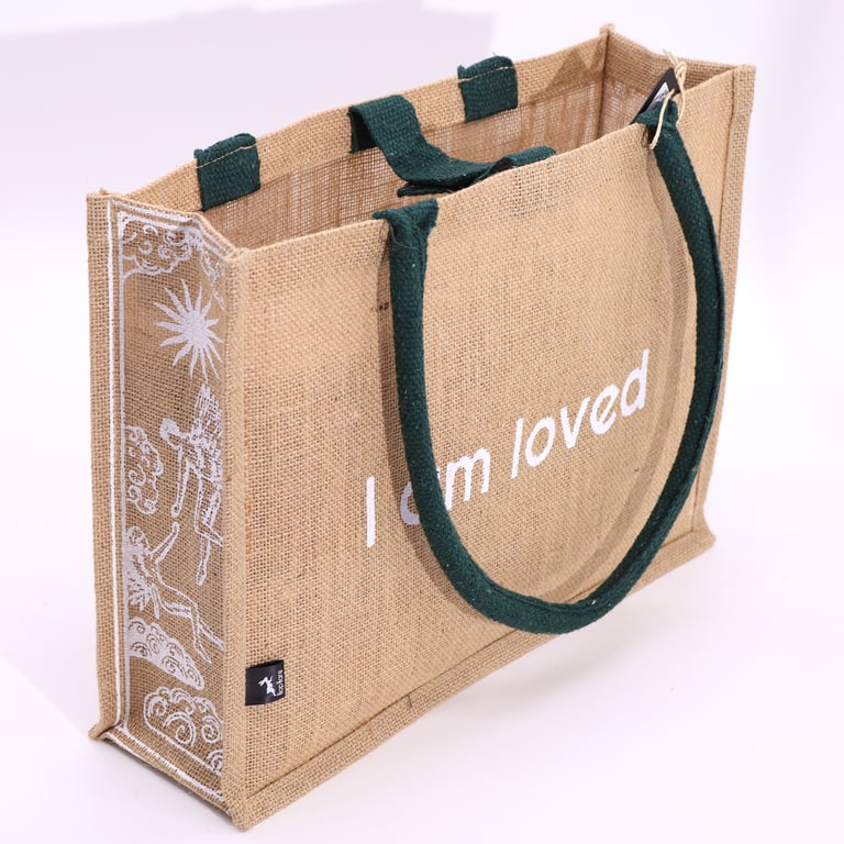 Hop Hare Jute Big Bag - Handcrafted Home Decor Craft Bag with Loved Message