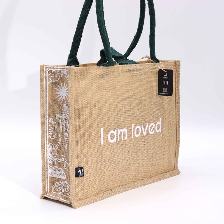 Hop Hare Jute Big Bag - Handcrafted Home Decor Craft Bag with Loved Message