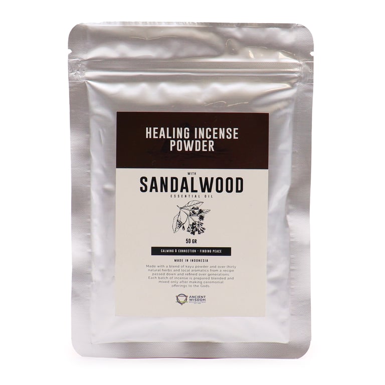 Healing Sandalwood Incense Powder - 50gm Natural Home Aromatherapy Relaxation Formula