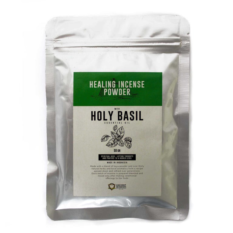 Natural Healing Holy Basil Incense Powder - 50gm for Home Aromatherapy and Spiritual Use