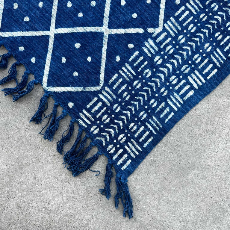 170x120cm Handmade Indigo Heerak Throw - Midnight Blue