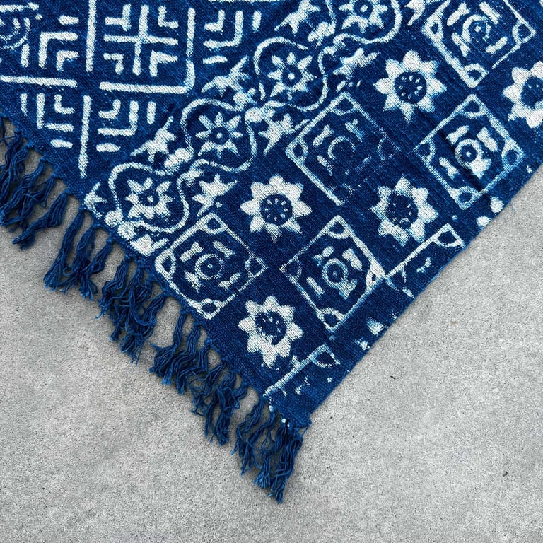 170x120cm Handmade Indigo Stripe Throw - Desi Design, Artisanal Quality