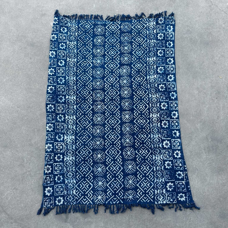170x120cm Handmade Indigo Stripe Throw - Desi Design, Artisanal Quality