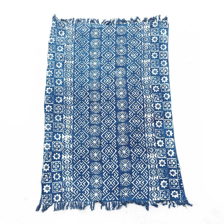 170x120cm Handmade Indigo Stripe Throw - Desi Design, Artisanal Quality