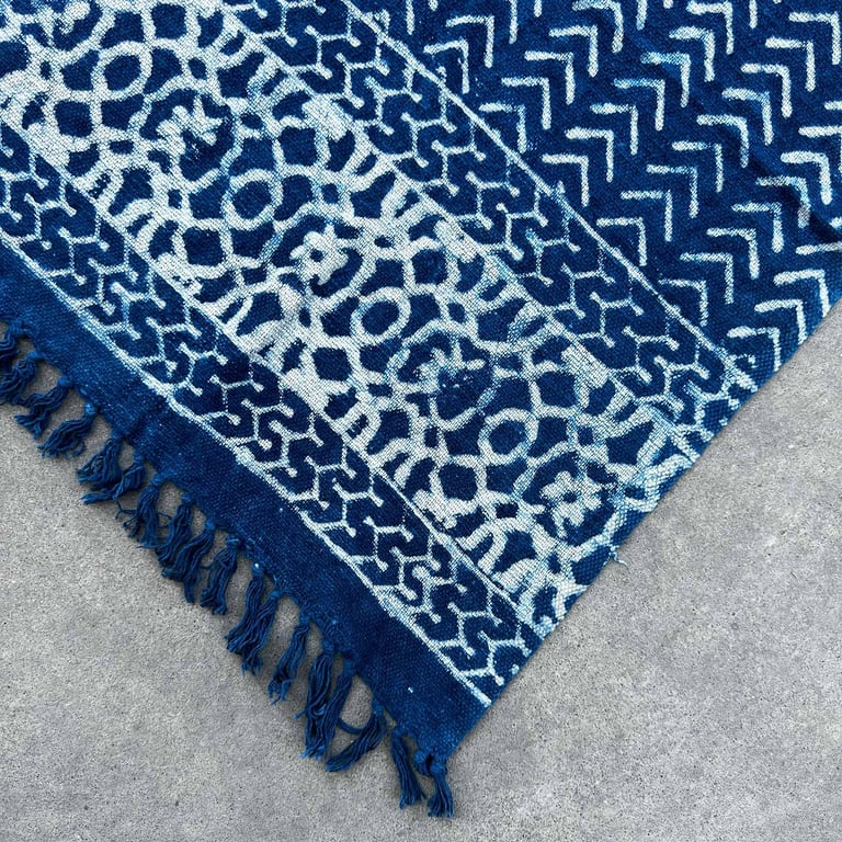 170x120cm Handmade Indigo Throw - Seedha Arrows (Brand)