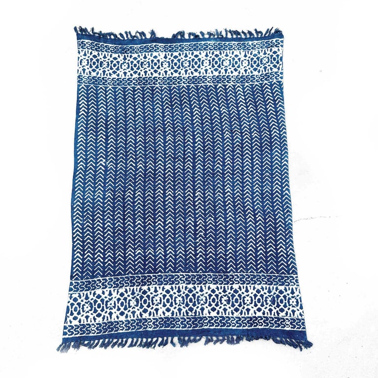 170x120cm Handmade Indigo Throw - Seedha Arrows (Brand)
