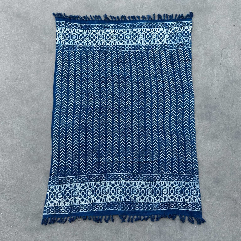 170x120cm Handmade Indigo Throw - Seedha Arrows (Brand)