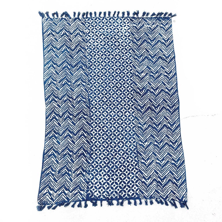 170x120cm Handmade Indigo Throw - Namoona Waves (Namoona)
