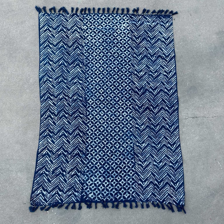 170x120cm Handmade Indigo Throw - Namoona Waves (Namoona)