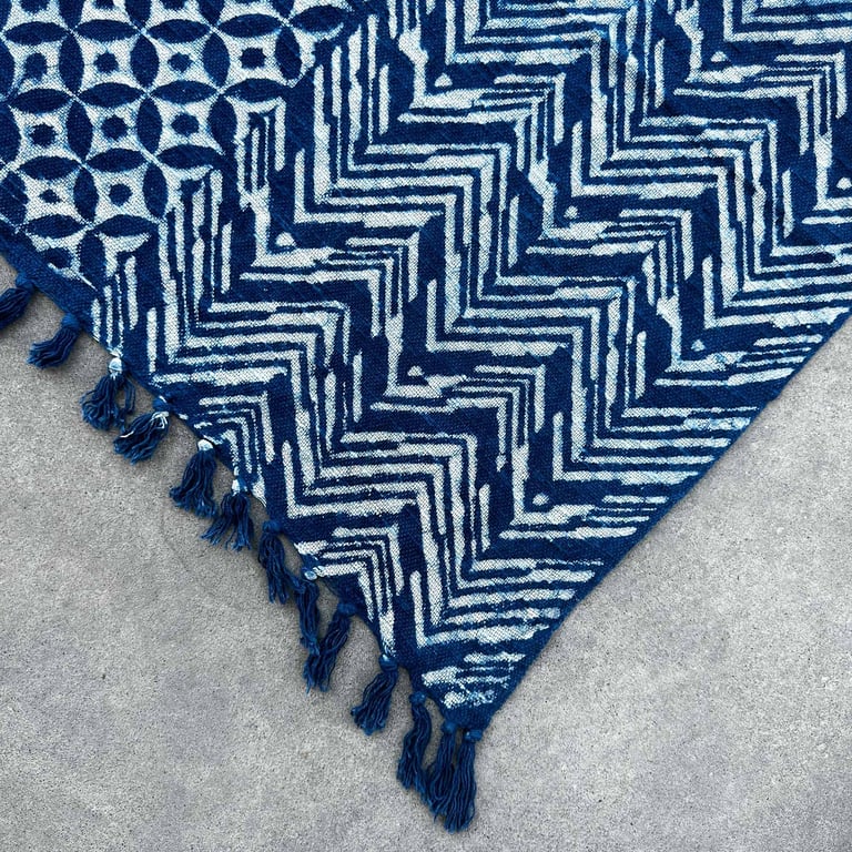 170x120cm Handmade Indigo Throw - Namoona Waves (Namoona)