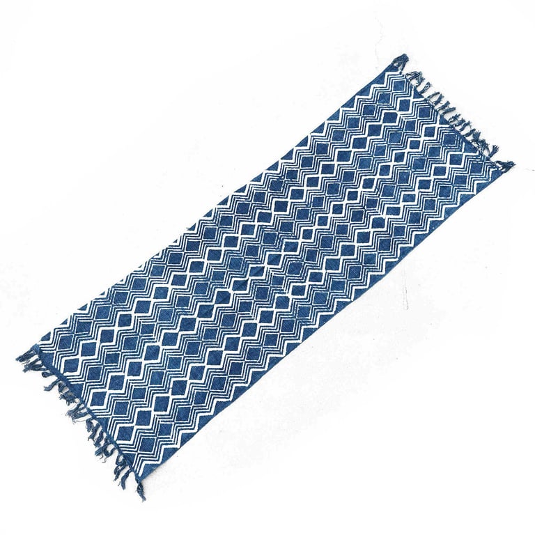 170x60cm Handmade Indigo Runner (Heerak Patern) - Heirloom Quality Rug